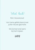 Grappige kaart voor het welkom heten van een puppy reutje 3