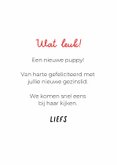 Grappige kaart voor het welkom heten van een puppy teefje 3