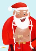 Grappige kerstkaart met kerstman met champagne  2