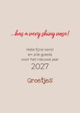 Grappige kerstkaart van wit boomer hondje met rendier pakje 3