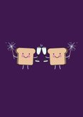 Grappige nieuwjaarskaart broodrooster toast vuurwerk paars 2
