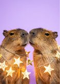 Grappige nieuwjaarskaart capibara lila capy new year 2