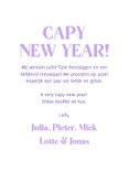 Grappige nieuwjaarskaart capibara lila capy new year 3