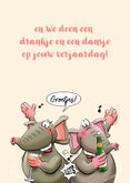 Grappige olifanten die de jarige feliciteren met een drankje 3
