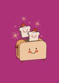 Grappige roze kerstkaart met broodrooster toast op 2027 2