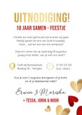 Grappige uitnodiging liefdesfeest 10 jaar samen met hartjes 3