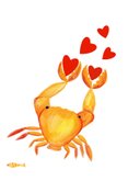 Grappige Valentijnskaart met crab en hartjes 2
