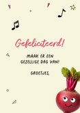 Grappige verjaardagskaart een biet met een koptelefoon 3