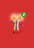 Grappige verjaardagskaart met 2 brandende kaarsjes! 2