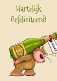 Grappige verjaardagskaart met beer en champagne 2