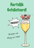 Grappige verjaardagskaart met fles champagne en muis 3