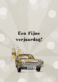 Grappige verjaardagskaart met oldtimer en confetti 2