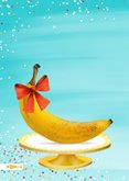 Grappige verjaardagskaart met rijpe banaan met strik 2