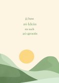 Groen geboortekaartjes met libelle landschap goud  2
