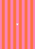 Hip en trendy save the date hartje gestreept oranje roze Achterkant
