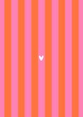 Hip en trendy save the date hartje gestreept oranje roze Achterkant