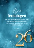 Hippe blauwe kerstkaart cijfers 2026 goud sprankelend 3