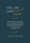 Hippe donkerblauwe save the date kalender met gouden hartjes 3