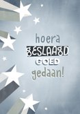 Hippe geslaagdkaart met sterren, hoera geslaagd goed gedaan! 2