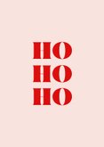 Hippe typografische kerstkaart HO HO HO 2