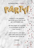 Hippe uitnodiging verjaardagsfeest met ballonnen en confetti 3