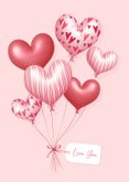 Hippe valentijnskaart met hartjes 3d ballonnen en naamlabel 2