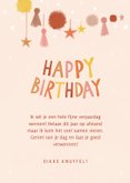 Hippe verjaardagskaart met slingers Happy Birthday & sterren 3