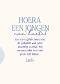 Hoera een jongen felicitatiekaartje met ballonnen blauw 3