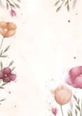 Jubileumkaart waterverf bloemen met koperen hartjes Achterkant