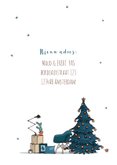 Kerst verhuiskaart wit met blauwe kerstboom 3