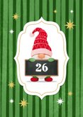 Kerst verjaardagskaart gnome kabouter strik merry birthday 2