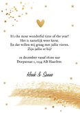 Kerstdiner uitnodiging wit goudlook confetti brush 3