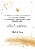 Kerstdiner uitnodiging wit goudlook confetti brush 3