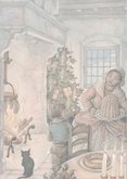 Kerstkaart Anton Pieck kerstdiner bij de haard 2