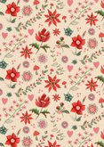Kerstkaart botanisch beige stippen met bloemen 2