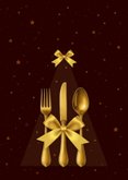 Kerstkaart diner strik bestek 2
