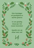 Kerstkaart fotokaart hulst besjes lichtgroen 3