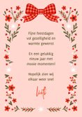 Kerstkaart fotokaart strik bloemen rood roze 3