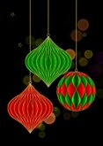 Kerstkaart gevouwen kersthangers rood en groen 2