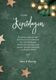 Kerstkaart groen lampjes sterren label foto 3