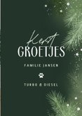 Kerstkaart grote foto groene dennentakjes 3