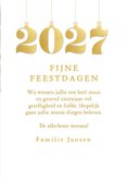 Kerstkaart grote foto met jaartal kerstballen goud 3