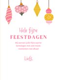 Kerstkaart kat met ornaments 3