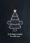 Kerstkaart kerstboom goud op krijtbord 2
