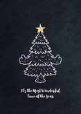 Kerstkaart kerstboom goud op krijtbord 2
