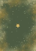 Kerstkaart kerstboom label goud groen sterren beste wensen Achterkant