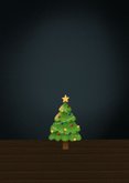 Kerstkaart kerstman met lampjes, kerstboom en cadeautjes Achterkant