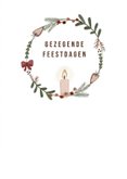 Kerstkaart krans met kaars 3