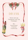 Kerstkaart menu met strik en kersttakken 2