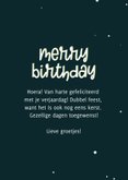 Kerstkaart Merry birthday twee kerstelfjes en eigen gezicht 3